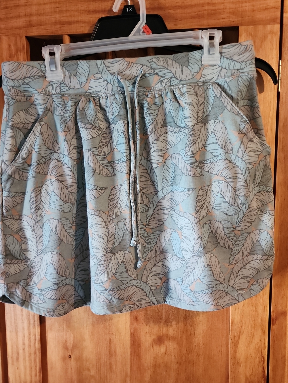 Nine West Sage Leaf-Print Knit Skirt with Tan Accents
